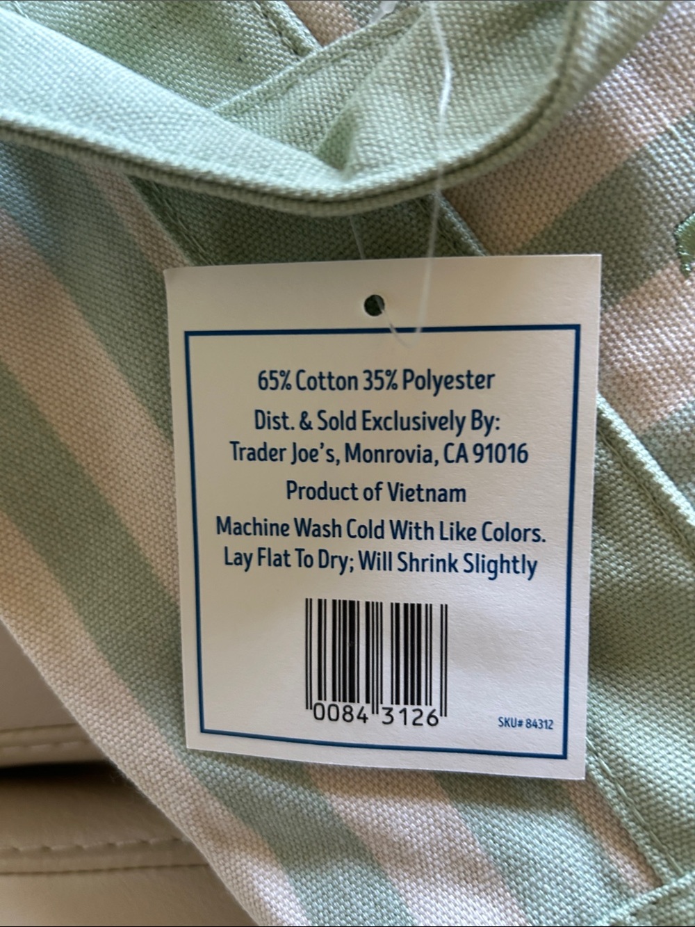 Mint & Cream Stripe Canvas Tote - Picture 5 of 5